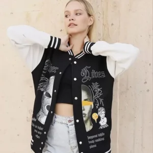 Siyah ve beyaz kadin ceket