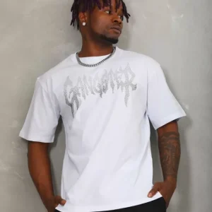 Beyaz erkek Tee shirt