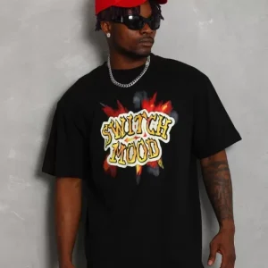 Siyah erkek Tee shirt