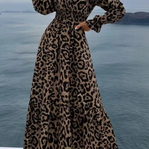 Kadin leopar elbise