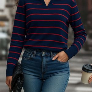 Kirmizi cizgili Mavi Kazak