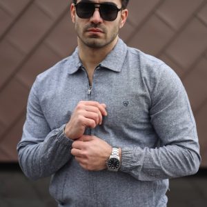 Uzun kollu gri yelek